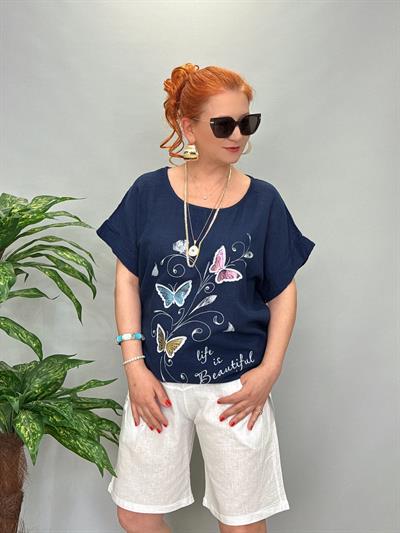 1010 Pamuk Keten Şort Beyaz