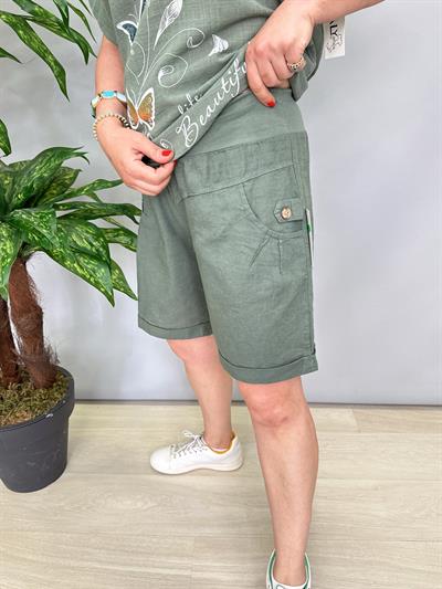 1010 Pamuk Keten Şort Haki 