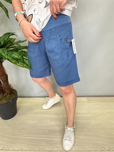 1010 Pamuk Keten Şort Mavi