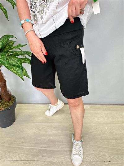 1010 Pamuk Keten Şort Siyah