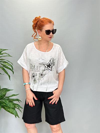 1010 Pamuk Keten Şort Siyah