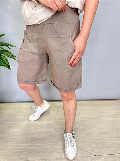 1010 Pamuk Keten Şort Vizon