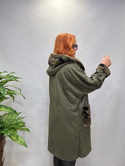 10726 İTALYAN KAMUFLAJ KÜRK DETAY NUBUK KABAN