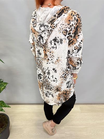 MNS 107813 İTALYAN PAMUKLU VİZKON BLUZ LEOPAR