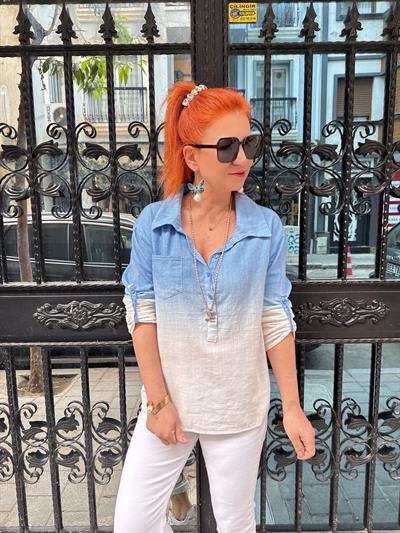 MNS 1120 PAMUKLU GÖMLEK BLUZ MAVİ