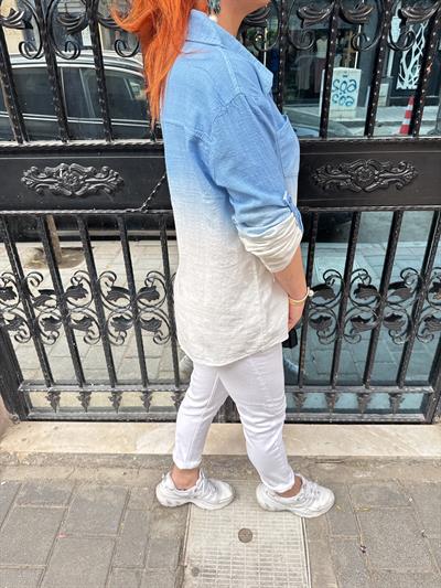 MNS 1120 PAMUKLU GÖMLEK BLUZ MAVİ