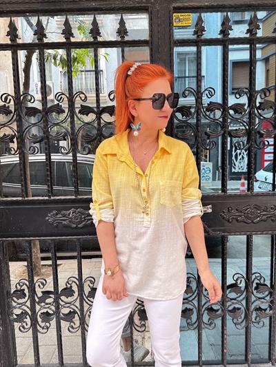 MNS 1120 PAMUKLU GÖMLEK BLUZ SARI