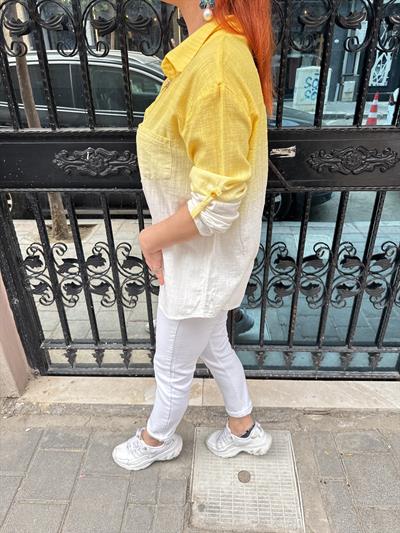 MNS 1120 PAMUKLU GÖMLEK BLUZ SARI