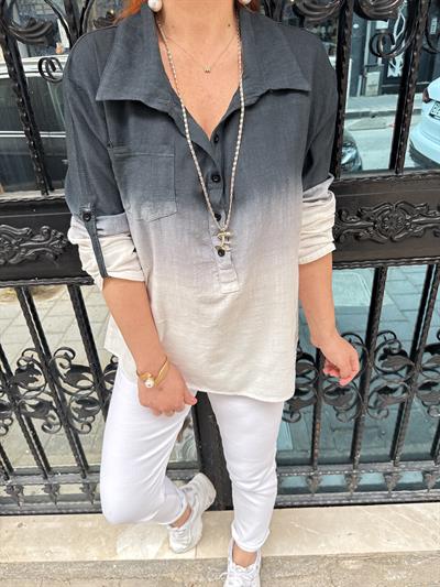 MNS 1120 PAMUKLU GÖMLEK BLUZ SİYAH