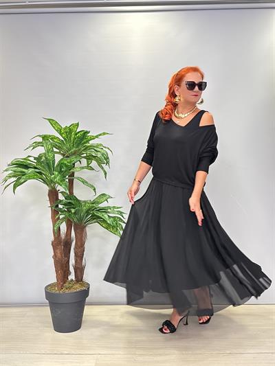 112017 Modal Bluzlu Elbise Takım (KEMER DAHİL DEĞİLDİR)