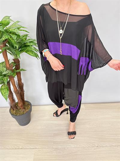 3210 Full Esnek Tül Detay Takım Mor