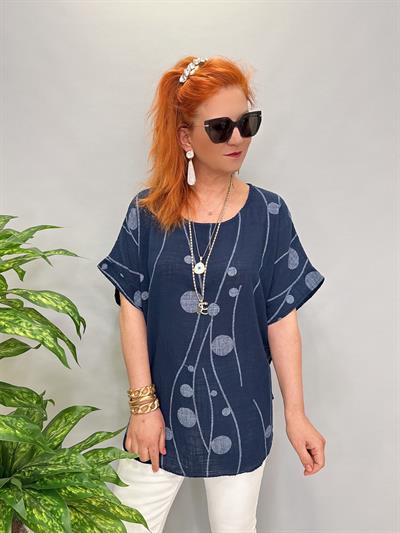 1220 İTALYAN PAMUKLU BLUZ LACİVERT