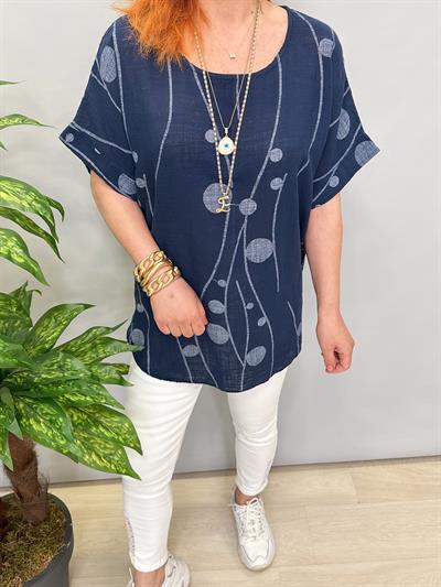 1220 İTALYAN PAMUKLU BLUZ LACİVERT