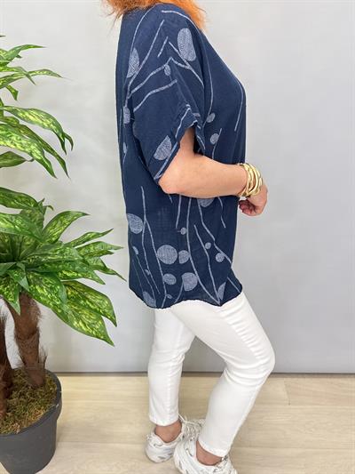 1220 İTALYAN PAMUKLU BLUZ LACİVERT