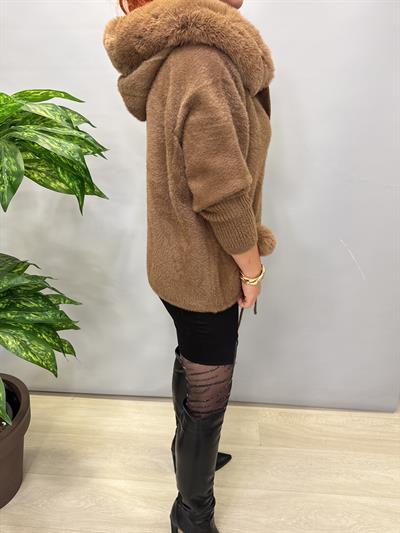 12400 Angora Kürk Ceket Kahve 