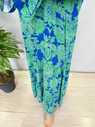 1316 Desenli Elbise Yeşil