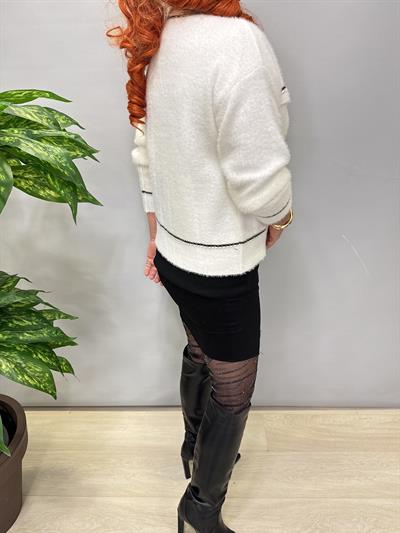 1360 Angora İncili Düğme Detay Hırka/Ceket Ekru