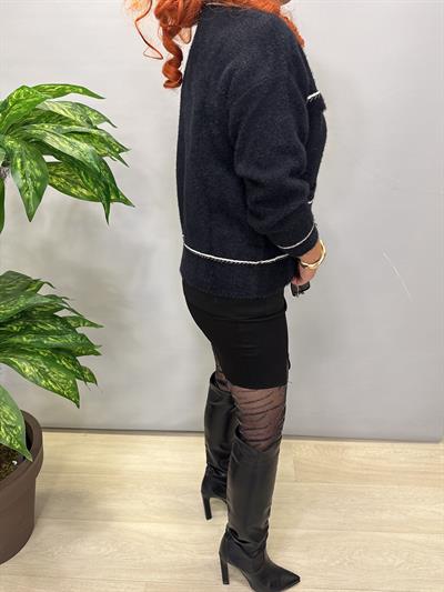 1360 Angora İncili Düğme Detay Hırka/Ceket Siyah