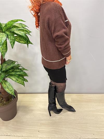 1360 Angora İncili Düğme Detay Hırka/Ceket Kahve