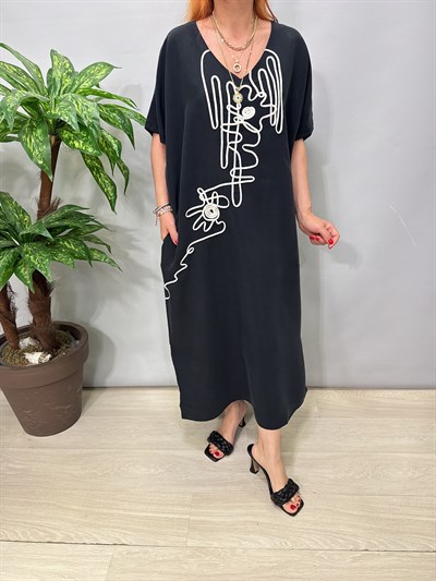 1405 Tencel Elbise Siyah 