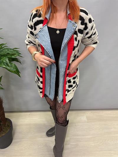 1425 LEOPAR KOT DETAYLI CEKET 