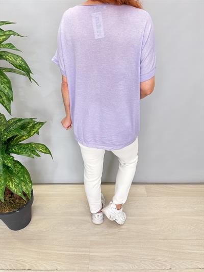 1450 İTALYAN YILDIZ DETAY BLUZ LİLA