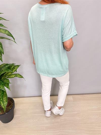 1450 İTALYAN YILDIZ DETAY BLUZ MİNT