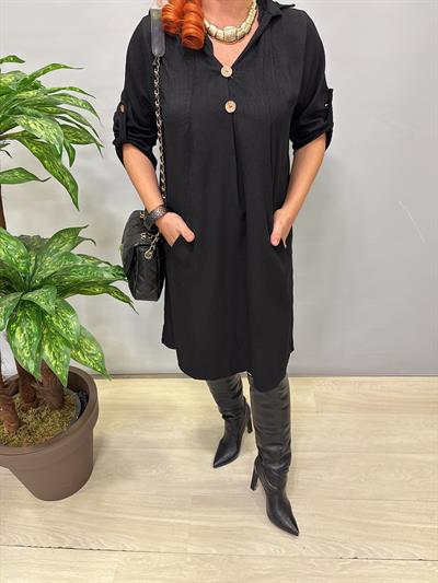 1470 Şönil Kadife Elbise Siyah 