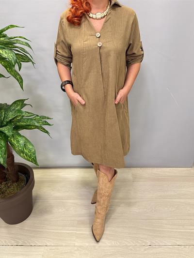 1470 Şönil Kadife Elbise Yağ Yeşili