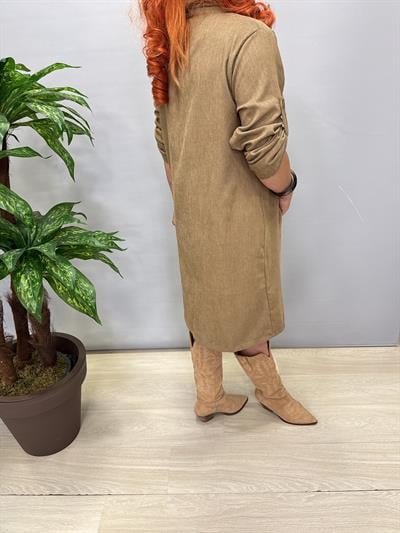 1470 Şönil Kadife Elbise Yağ Yeşili