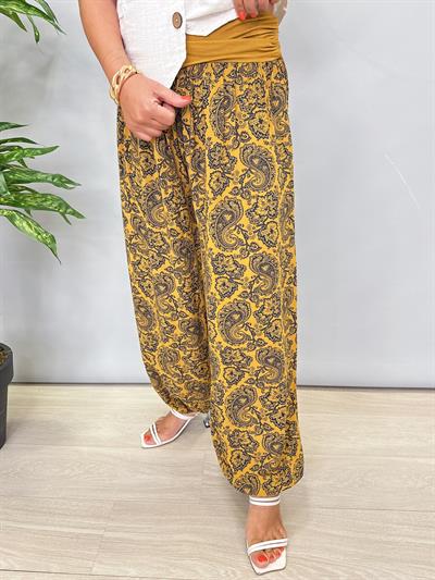 1495 PREMIUM İTALYAN VISCOS ŞALVAR HARDAL SARISI 46 BEDENE KADAR UYUMLU 