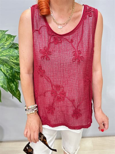 1505 Pamuklu Bluz Bordo
