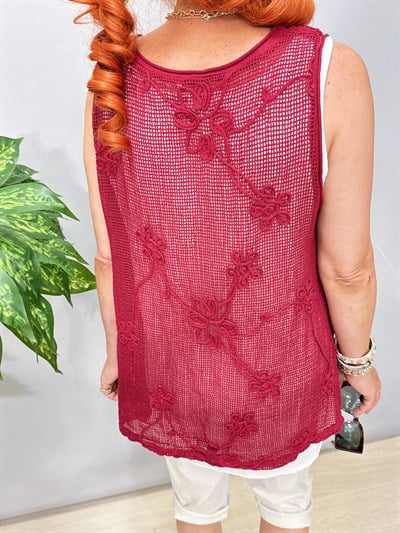 1505 Pamuklu Bluz Bordo