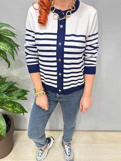 1508 Çizgili Hırka/Bluz Lacivert 