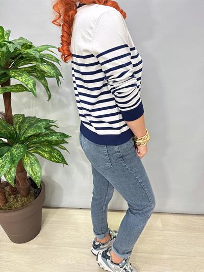 1508 Çizgili Hırka/Bluz Lacivert 