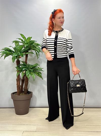 1508 Krep Kumaş Palazzo Pantolon Siyah