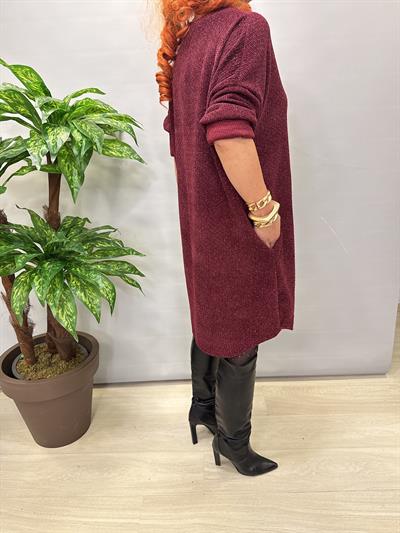 1575 Italyan Şönil Kadife Elbise Bordo 