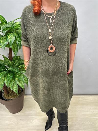 1575 Italyan Şönil Kadife Elbise Yeşil