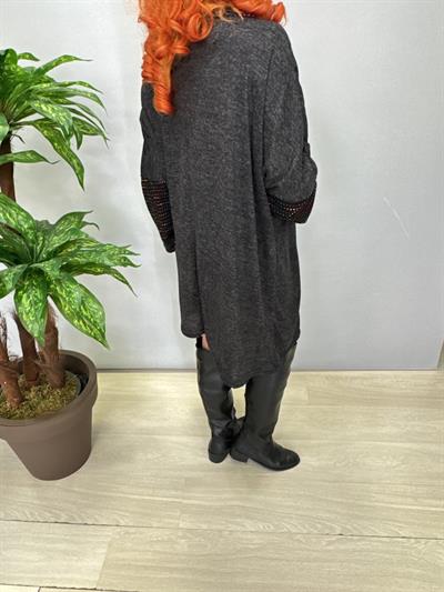 1580 Degaje Yaka Triko Elbise Antrasit