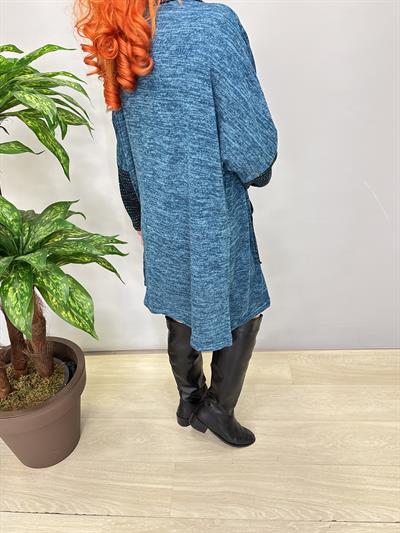 1580 Degaje Yaka Triko Elbise Petrol