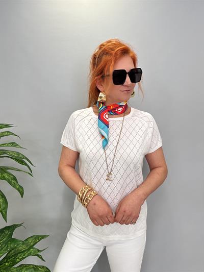 1586 MERSERİZE TRİKO BLUZ BEYAZ