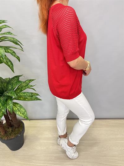 1585 MERSERİZE TRİKO BLUZ KIRMIZI