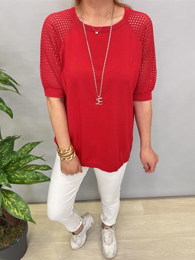1585 MERSERİZE TRİKO BLUZ KIRMIZI