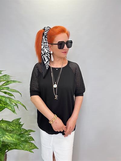 1585 MERSERİZE TRİKO BLUZ SİYAH