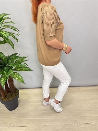 1585 MERSERİZE TRİKO BLUZ VİZON