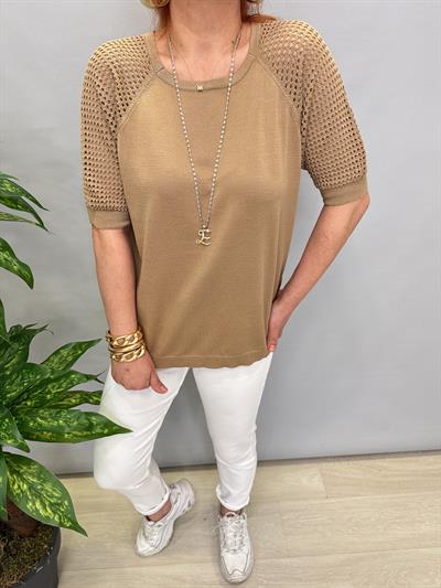 1585 MERSERİZE TRİKO BLUZ VİZON