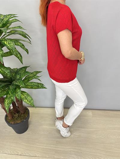 1586 MERSERİZE TRİKO BLUZ KIRMIZI