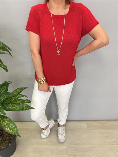 1586 MERSERİZE TRİKO BLUZ KIRMIZI