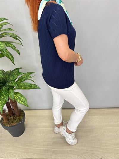 1586 MERSERİZE TRİKO BLUZ LACİVERT