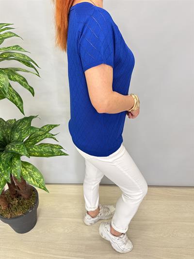 1586 MERSERİZE TRİKO BLUZ SAKS MAVİ